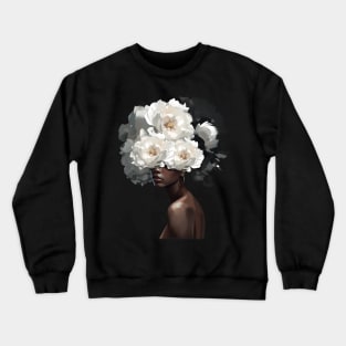 White Flower On Black Women African American Women Crewneck Sweatshirt